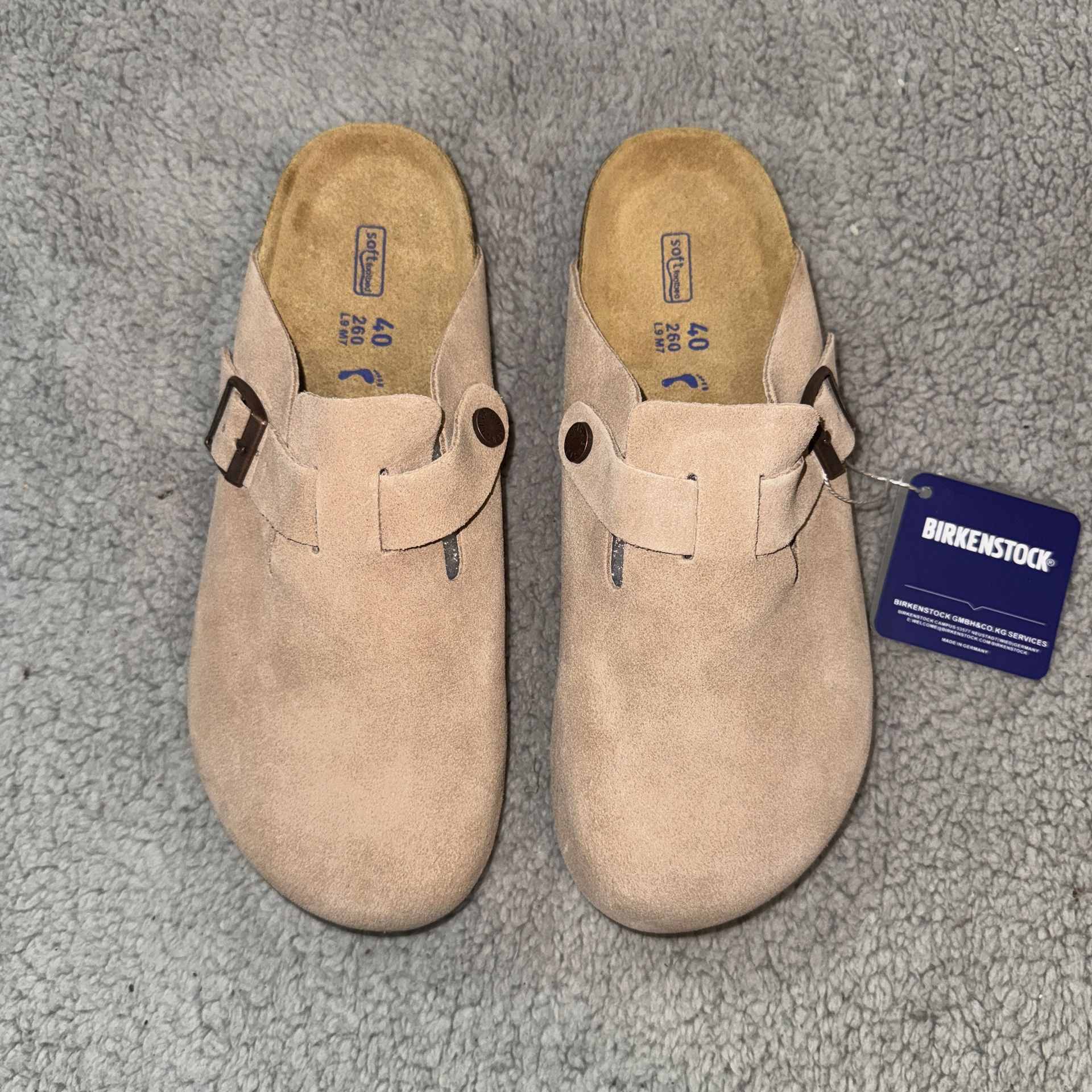 Birkenstock Boston Clog Taupe Tan Suede Soft Footbed Women’s 9-9.5 US 40 EU