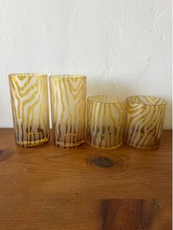 Amber Zebra Print Glassware Set of 4
