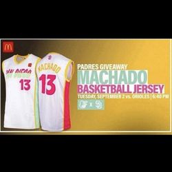 San Diego Padres SGA Machado #13 City Connect Basketball Jersey Mens LARGE 