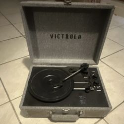 Victrola VSC-550SB Gray Portable Suitcase Turntable Belt Drive 33/45/78 RPM