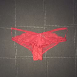 New panties cheeky Victoria Secret Large red satin stretchy lace