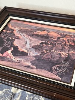 Large Framed R. Brasher “Five Eagles” Southwestern Canyon Canvas Reproduction