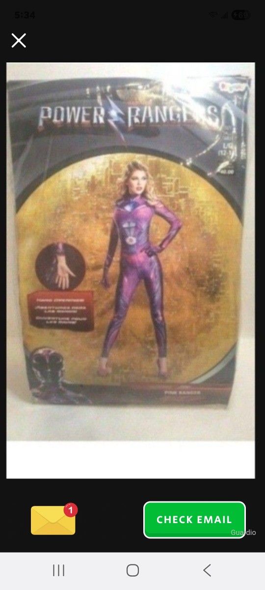 Pink Power Ranger Bodysuit-Size 12-14-Adult/Teen Costume