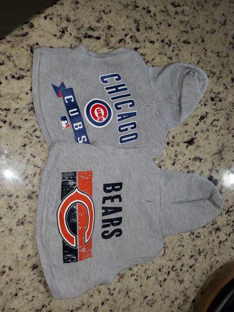 Chicago Cubs and Chicago bears pet hoodies for dog
