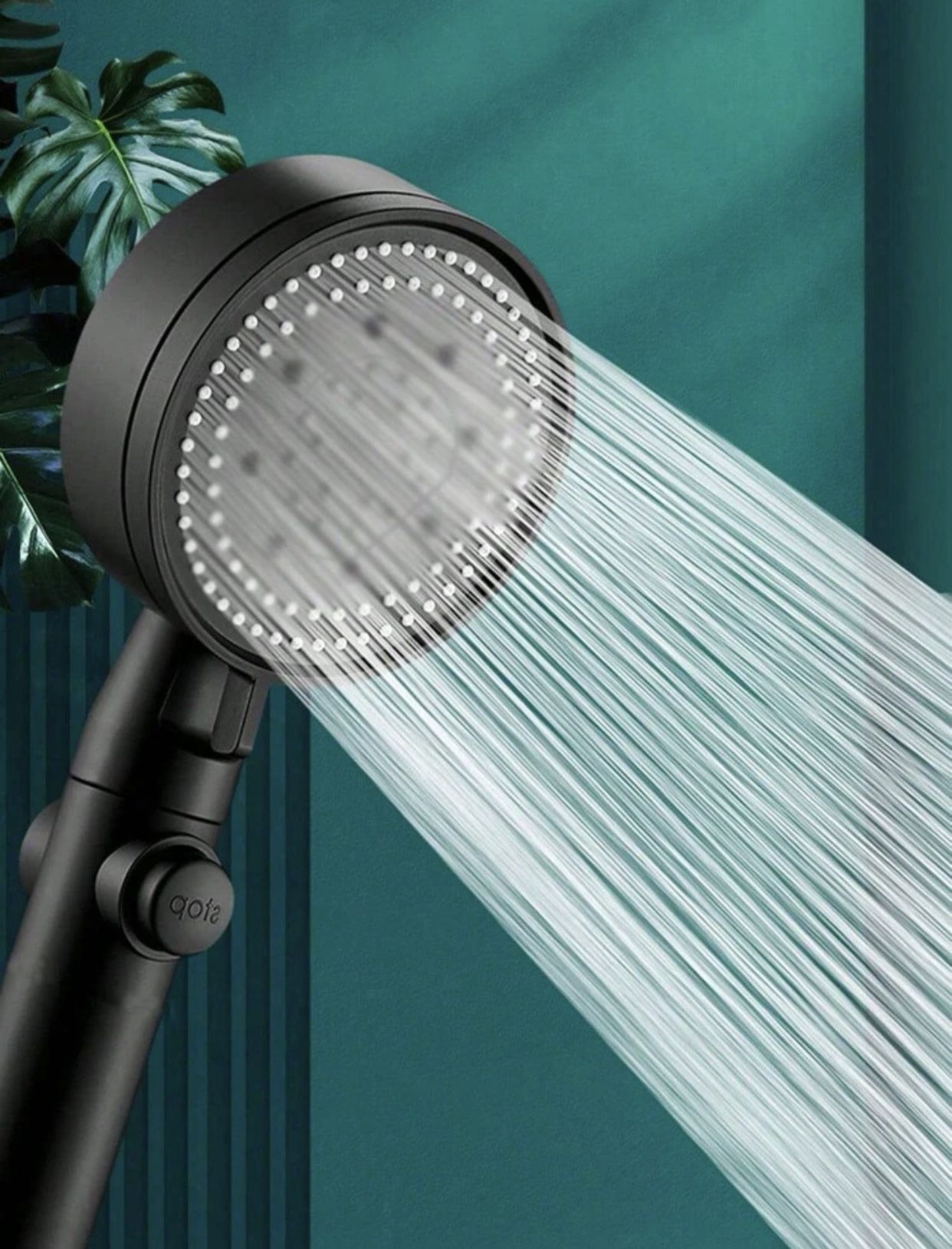 1pc High-Pressure Shower Head, Multi-Functional Hand Held Sprinkler With 5 Modes, 360°Adjustable Detachable Hydro Jet Shower Head With Pause Switch, A