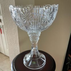 Very Tall Chrystal Fruit Bowl Made In Slovenia