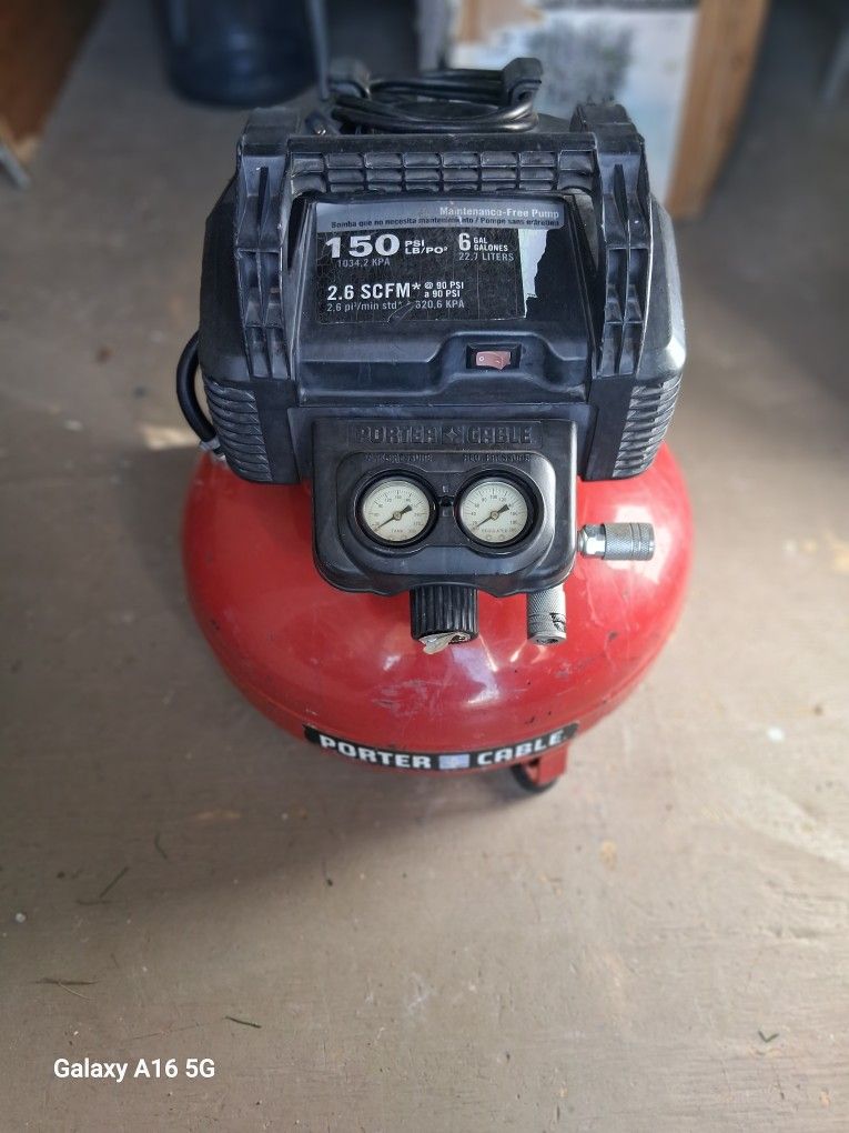 Porter N Cable 150 Psi 2.6 6 Gallon Panicake Air Compressod