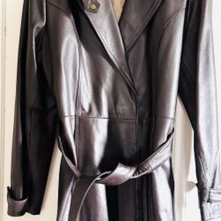 Centigrade 100% Genuine Leather Trench Coat – Size L