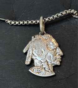1935 Indian Head Coin Pendant Necklace | Genuine 1935 U.S. Nickel | Stainless Steel Chain 20”