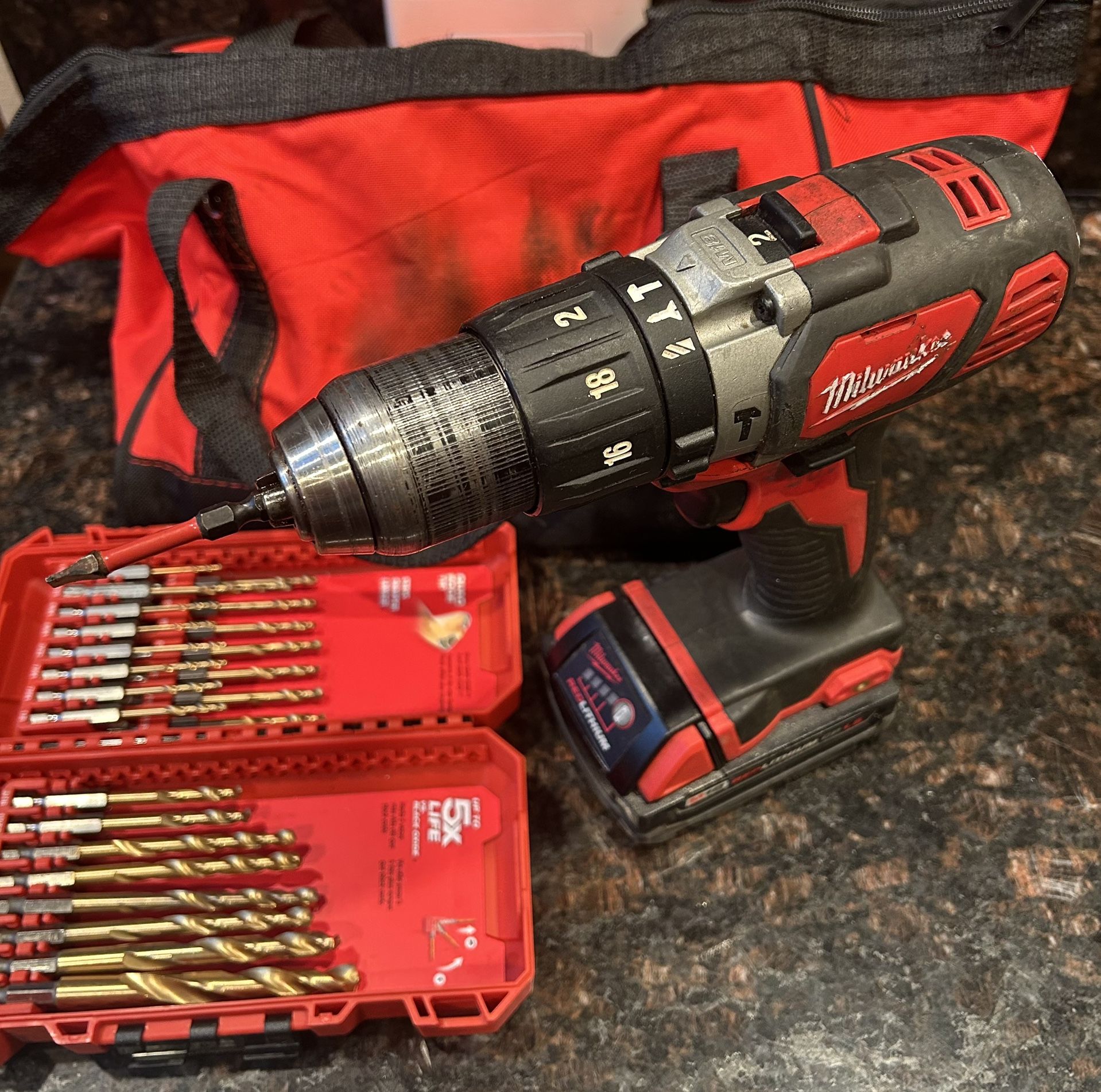 Milwaukee M18 HAMMER DRILL /Driver W/ Fully Charged Battery, NO CHARGER