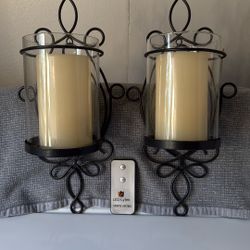 2 LED Wall Sconces With Remote 