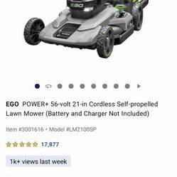 Ego self-propelled lawnmower with battery and charger (Used)