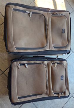 Chaps 2-Piece Rolling Suitcases Set w/ Wheels Solid Tan/Black Unisex Adult