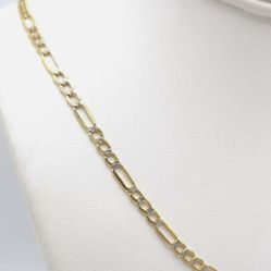 10K solid Yellow Gold Diamond 💎 Cut Figaro Link  Unisex Chain Necklace 22” long. 