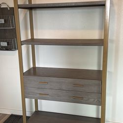Metal Bookcase with Drawers Grey