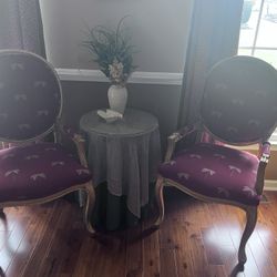 Two Palm Tree Occasional Chairs