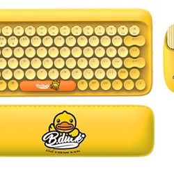 Lofree Yellow Duck 79 Key Mechanical Keyboard And Mouse Set Female Laptop Ipad Wireless Bluetooth Green Axis Game Office Gift