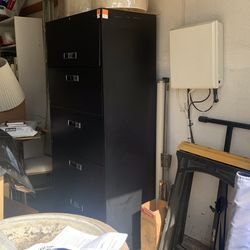 5-drawer AllSteel black file cabinet .