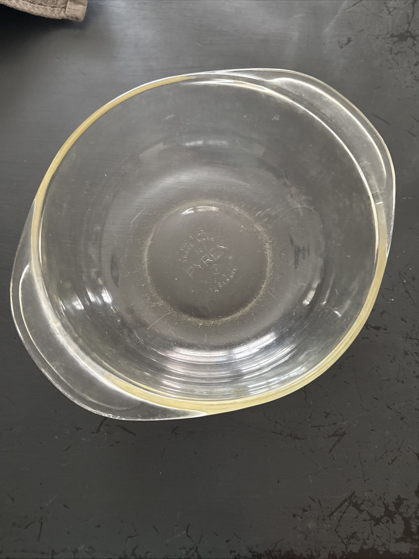 Vintage PYREX Clear Glass #022 1 qt Casserole Dish Bowl w/Handles Made In USA!