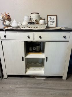 Buffet Cabinet, Coffee Bar with 2 Sliding Barn Doors Sideboard Storage Cabinet, Adjustable Shelves, , Rustic