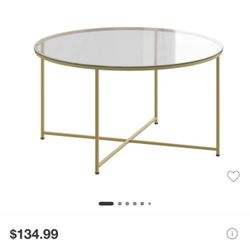Round Glass and Gold Coffee Table