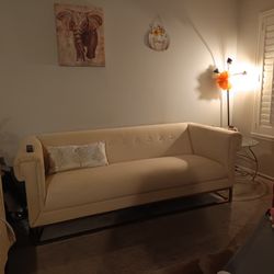 2 Cream, White. Beige Sofa  W/  Rose Gold Sofa