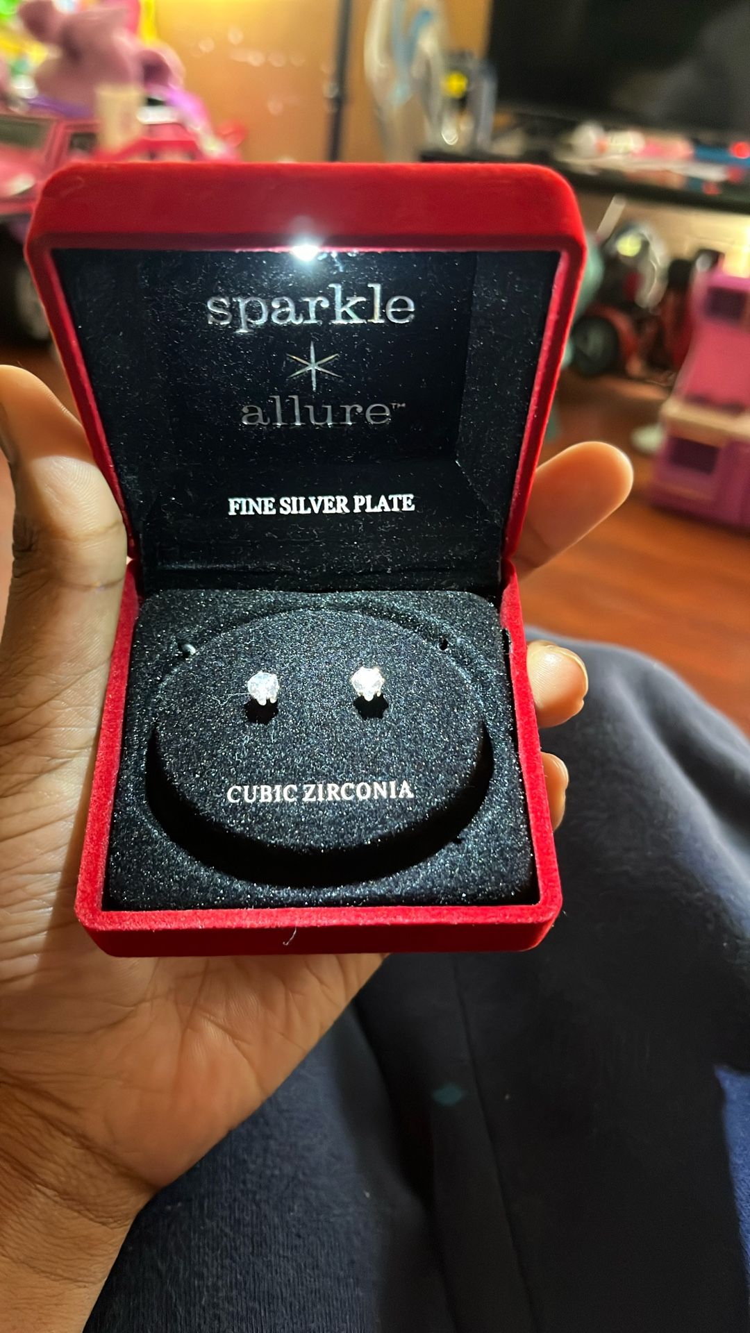 Silver Plate Diamond Earrings