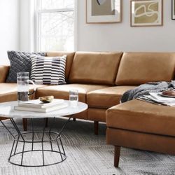 Burrow Nomad Leather 5-Seat Corner Sectional Camel Leather (Never Opened see pics) ❤️