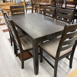 Ashley Dark Wood Dining Table w/6 Chairs