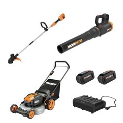 Worx Nitro 40V Cordless 3IN1 Combo Kit With Lawn Mower & String Trimmer