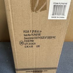 1/6 X 6” Clear Food Pans (qty 6/box)