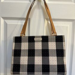 Unique Kate Spade black & white Gingham with red polka dot shoulder bag