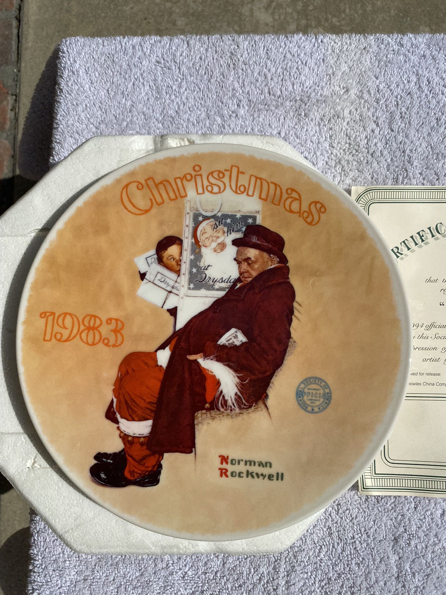 Norman Rockwell Christmas Plates With COA