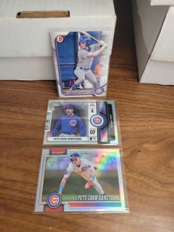 Pete Crow-Armstrong Chicago Cubs Baseball Card Lot Bowman 2022 prospect rookie and 2 refractors