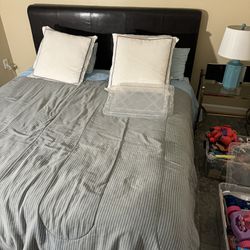 Leather King size Bed Frame With The Mattress 