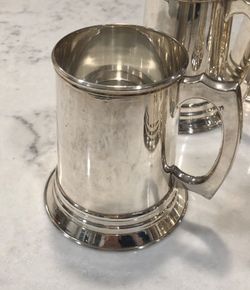 Silver Plated Tankard Mug With Clear Glass Bottoms 