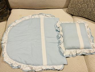 Baby Blue Bassinet Crib Blanket with Pillow