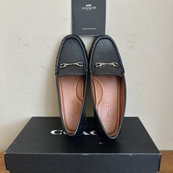 Coach Women's Size 6 B Mavis Pebbled Leather Loafer Black FG4581 NEW