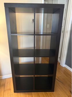 IKEA 8 Cubicle Shelf Black- Vinyl Records- Books- Storage- Great Shape