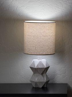 Geometric Table Lamp with Linen Shade
