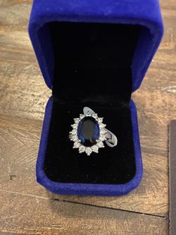 Size 10 sapphire and topaz solid sterling silver ring