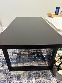 Black Oak Coffee Table, Modern Wood Center Table for Living Room 47 inches