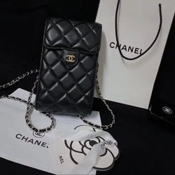 Brand New Caviar Leather VIP Phone Case Crossbody Bag Black