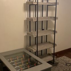 Rug, Foosball Table And Book Case 