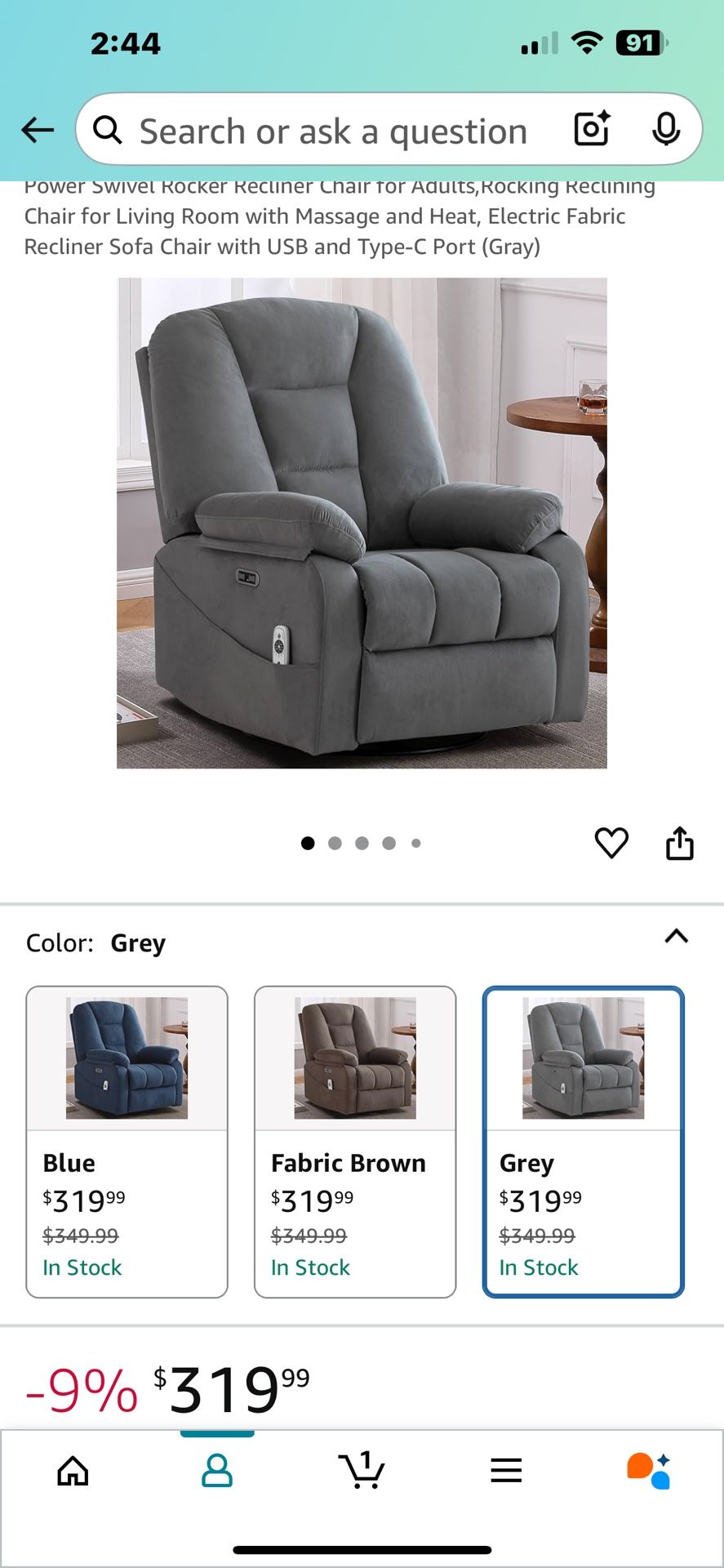 Ordered 2 Recliners,unfortunately I Have To Down Size
