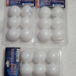 Sport Design Table Tennis Balls (6-Pack Each) Lot Of 3 Total 18 Balls