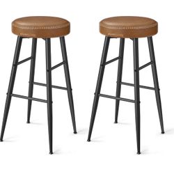 Bar Stools Set of 2, Bar Height Bar Stools, Kitchen Counter Stools, Mid-Century Modern Backless Counter Stools, 30-Inch Tall, Kitchen Island Home Bar,