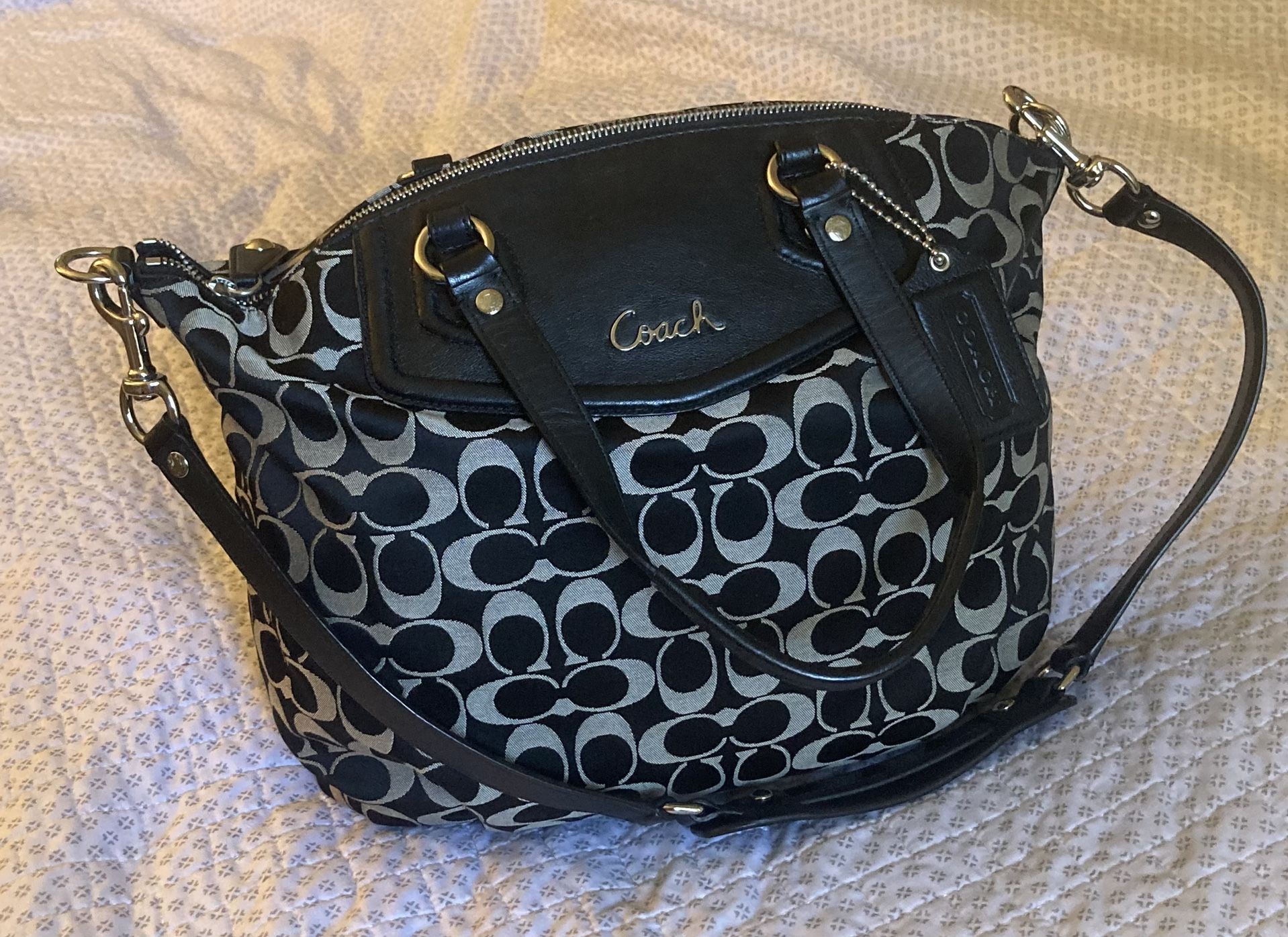 Coach Ashley Signature North South Satchel Handbag Purse Tote 