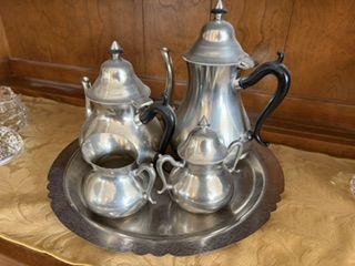 Pewter Coffee Tea Set  w/tray