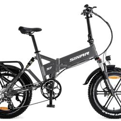 Sinar S7 Electric Bike for Adults, ebike with 750W Motor 48V 15AH Cells Removable high-end Battery,20" Folding Fat Tire ebike with Full Suspension 8-S